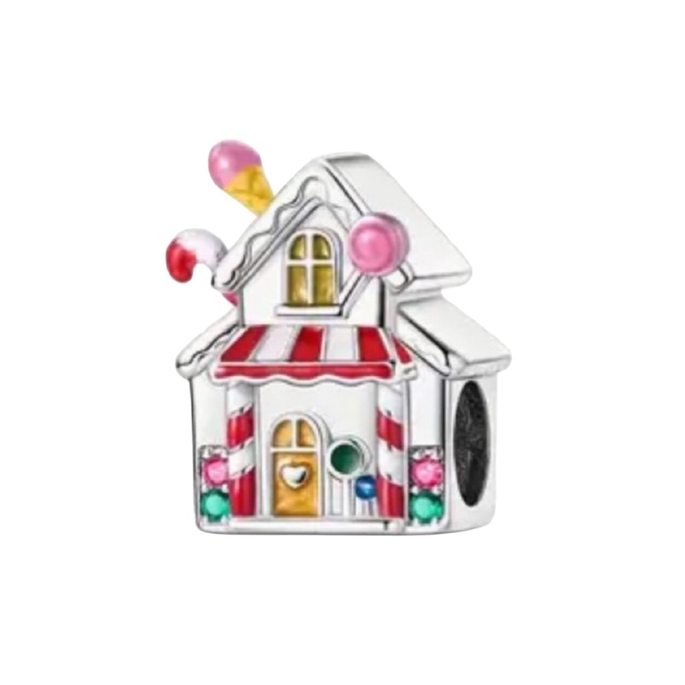 S925 Candy Cottage Holiday Christmas Bead Charm fits Pandora